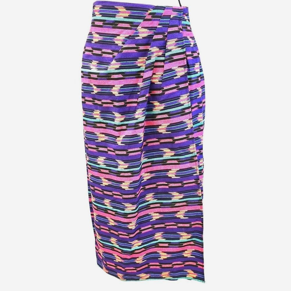 Vintage 90s Bonjour Aztec Wrap Skirt  Jrs 9 Fit Womens 6 Pink Purple Southwest